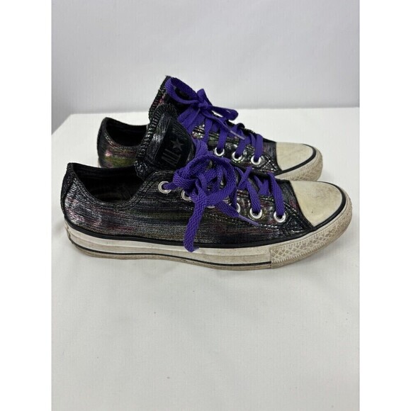 Converse All-Stars Black Multicolor Shimmer Womens 8 Low Top Lace Up Metallic - Picture 3 of 11